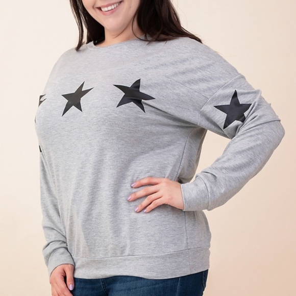French Terry Star Pull Over Sweatshirt - Picture 2 of 8